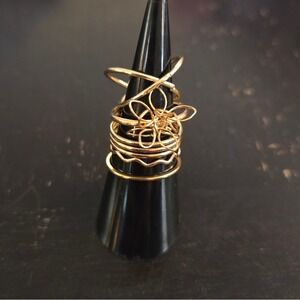 Gold Tone Stackable Midi Rings Set Geometric Floral Wave Boho Chic